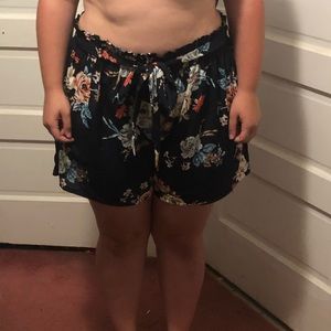 Navy floral shorts